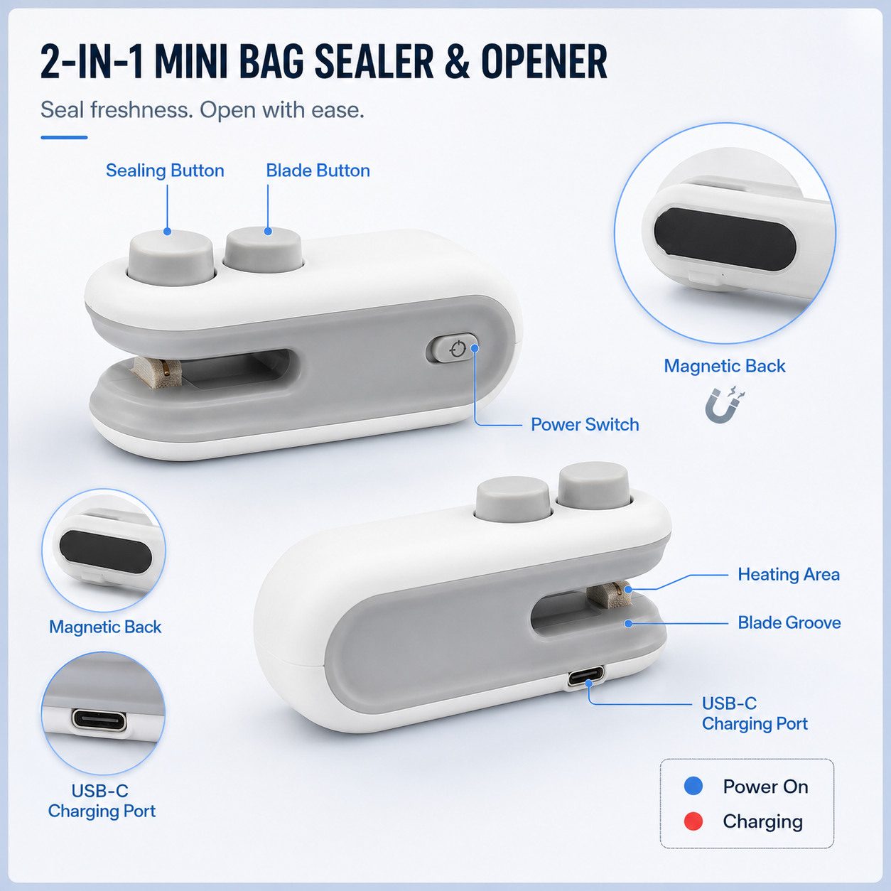 Rechargeable 2-in-1 Bag Sealer & Opener VIP