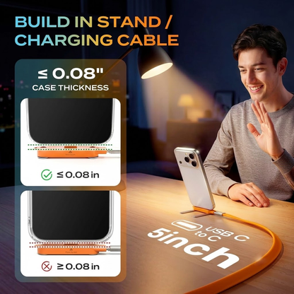 Fast-Charging Cable with Detachable Stand | USB-C & Lightning