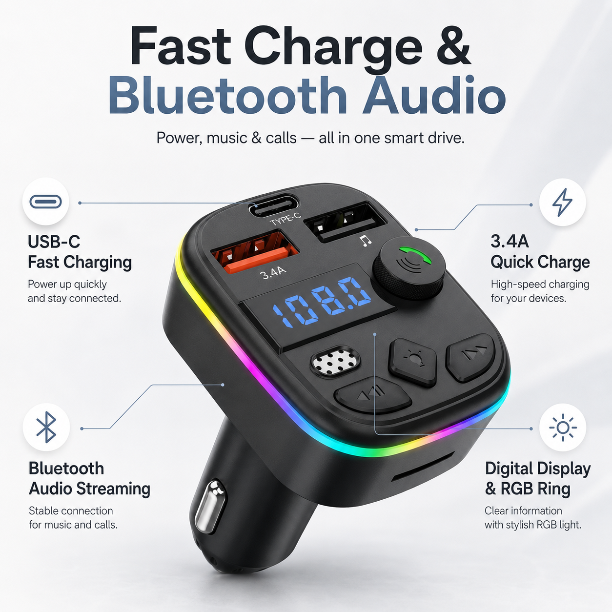 Bluetooth Car Smart Adapter | Upgraded Design VIP