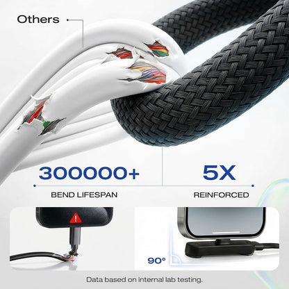 Fast-Charging Cable with Invisible Stand | USB-C & Lightning.