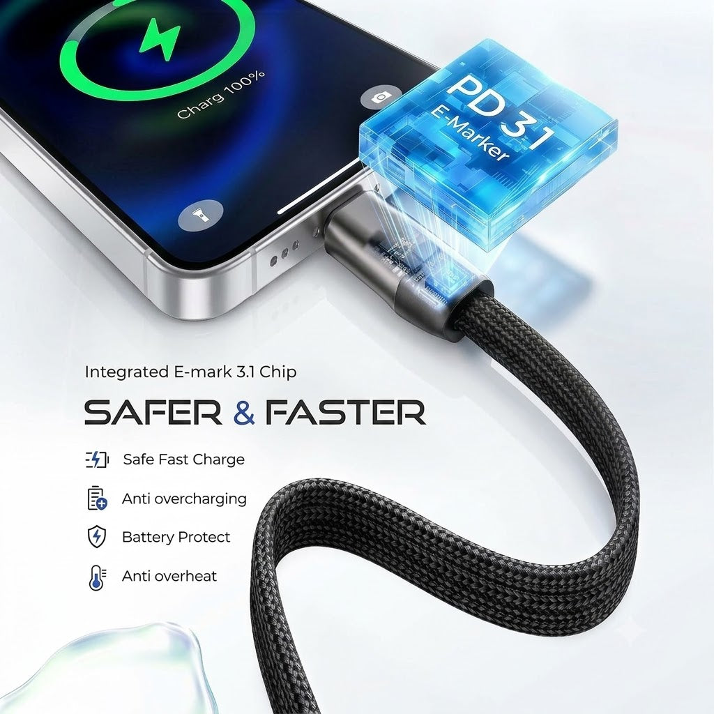 Fast-Charging Cable with Invisible Stand | USB-C & Lightning.