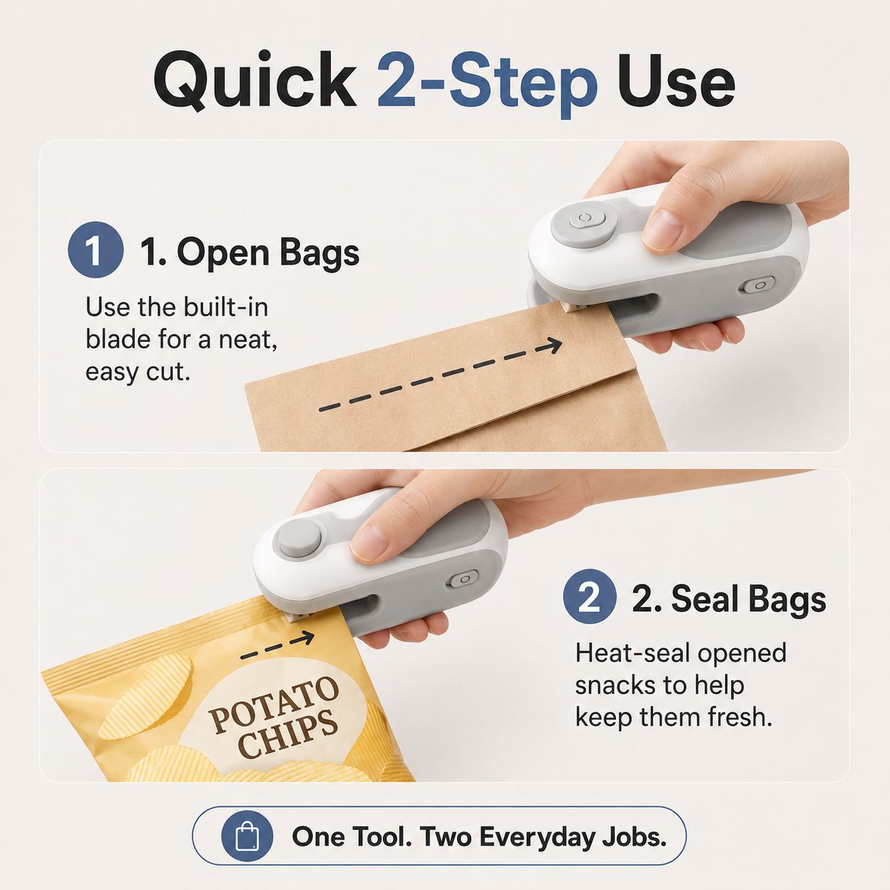 Rechargeable 2-in-1 Bag Sealer & Opener VIP