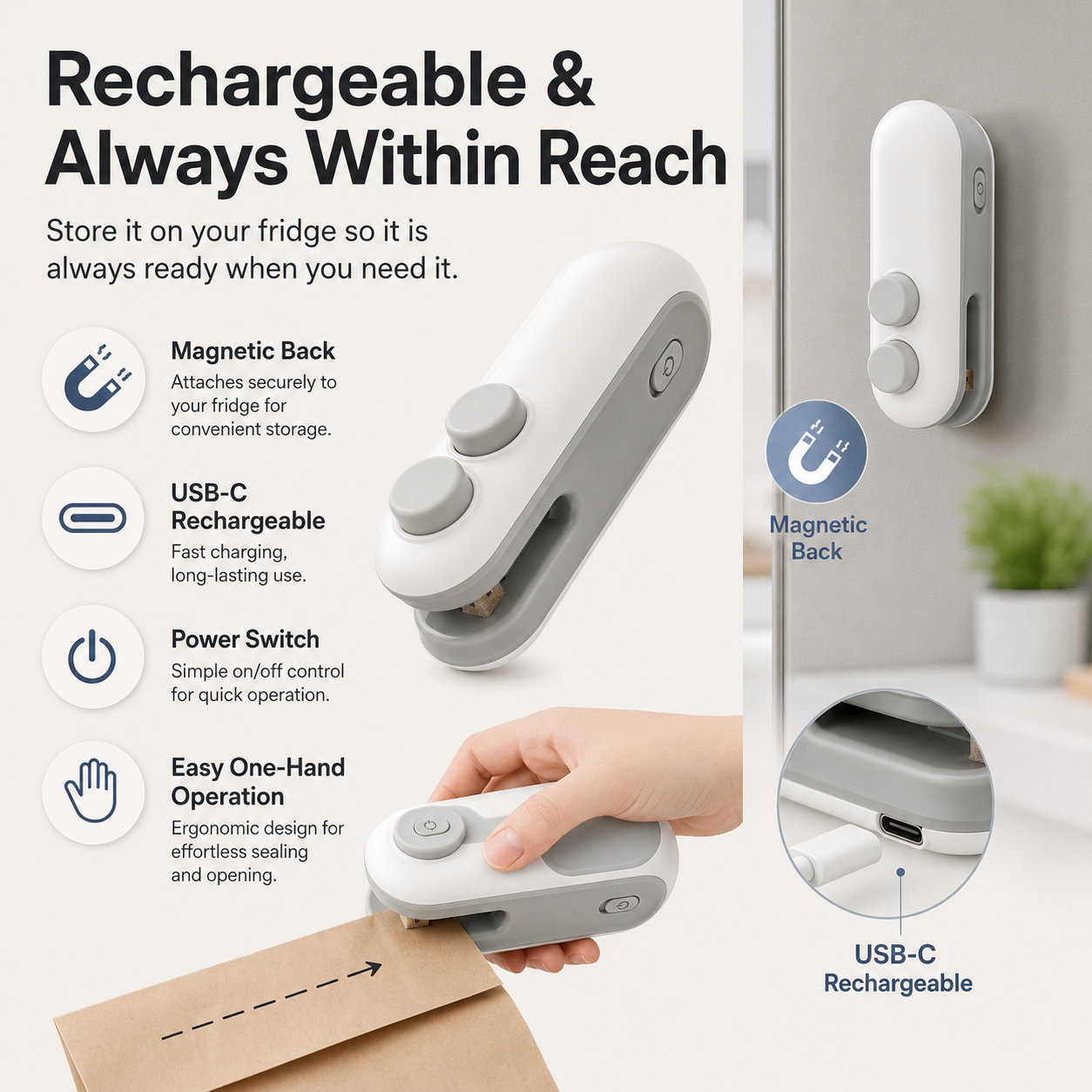 Rechargeable 2-in-1 Bag Sealer & Opener VIP