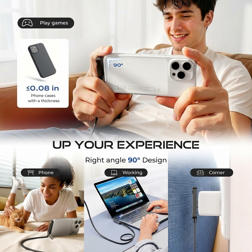 Fast-Charging Cable with Invisible Stand | USB-C & Lightning.