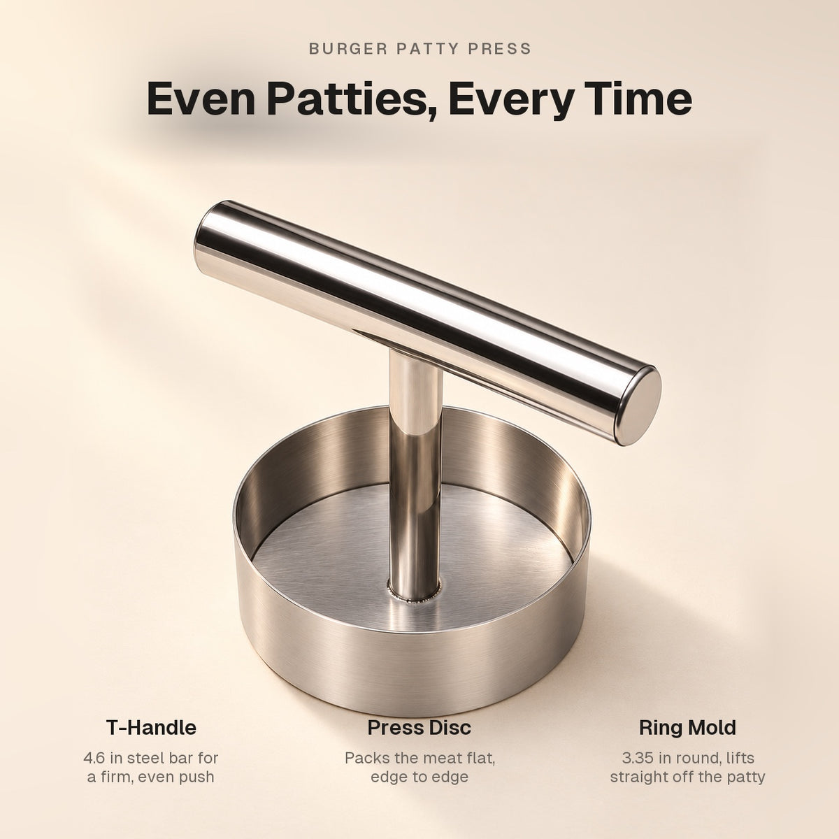 Stainless Steel Burger Patty Press