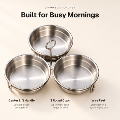 Stainless Steel 3-Cup Egg Poacher