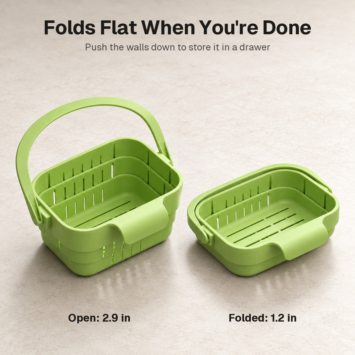 Basket open and folded flat